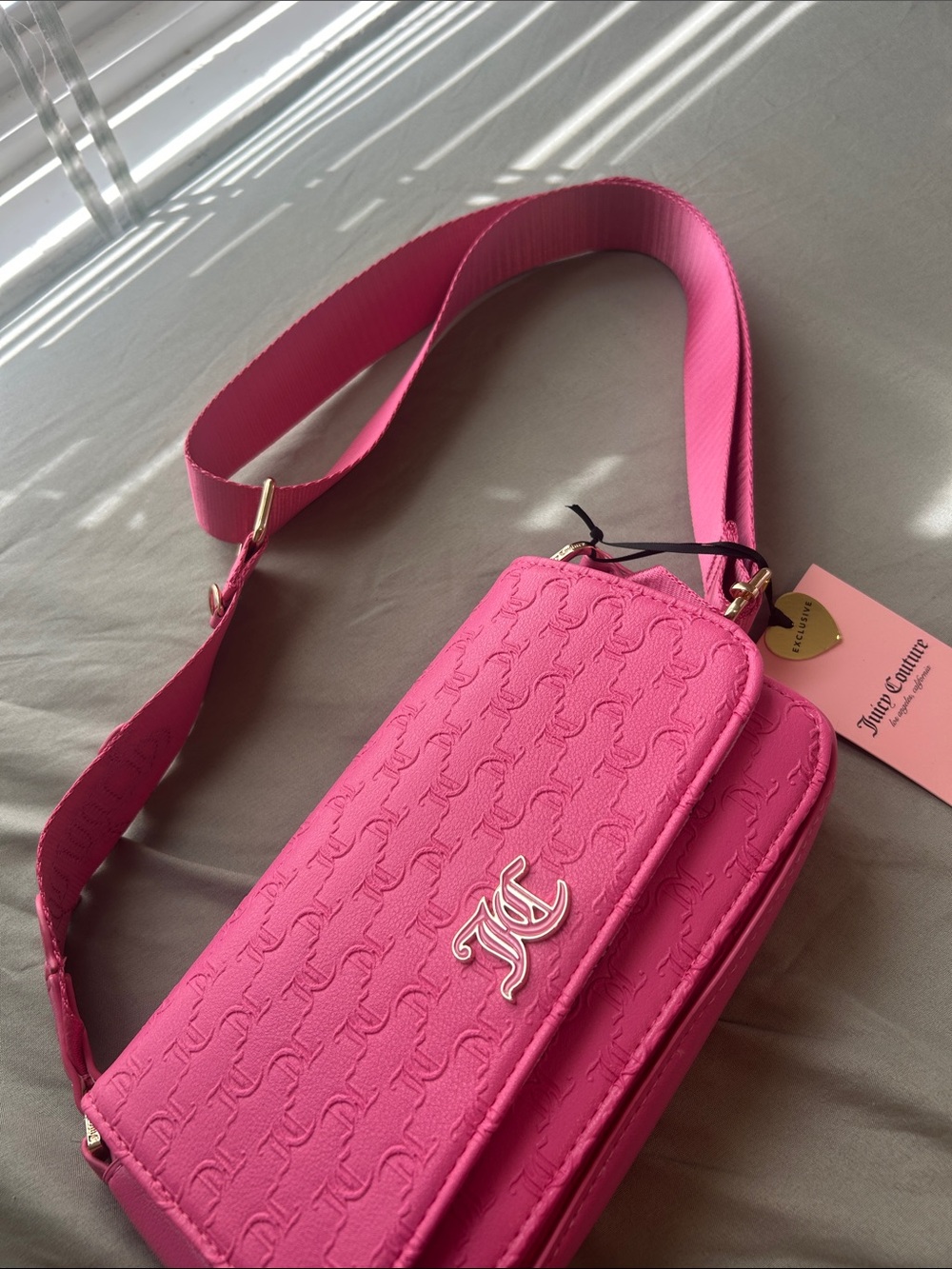 Juicy Couture Hot Pink Embossed Crossbody Bag